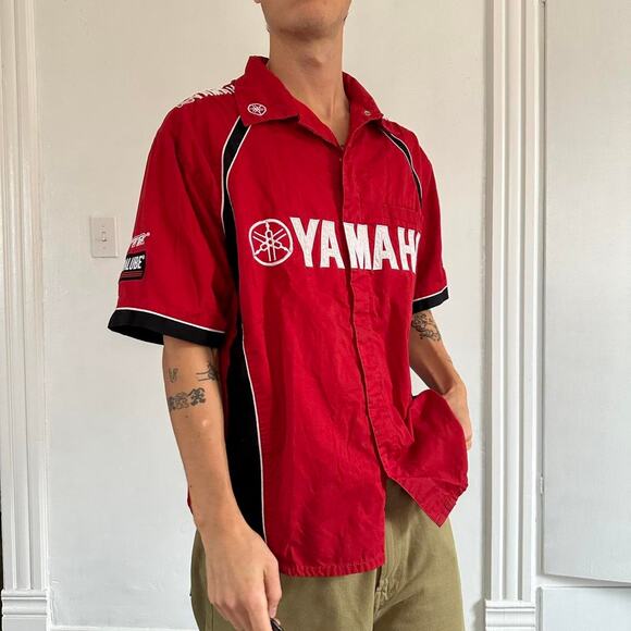 Vintage Y2K Yamaha Racing BMX Moto Button Up Work Shirt - Picture 1 of 8